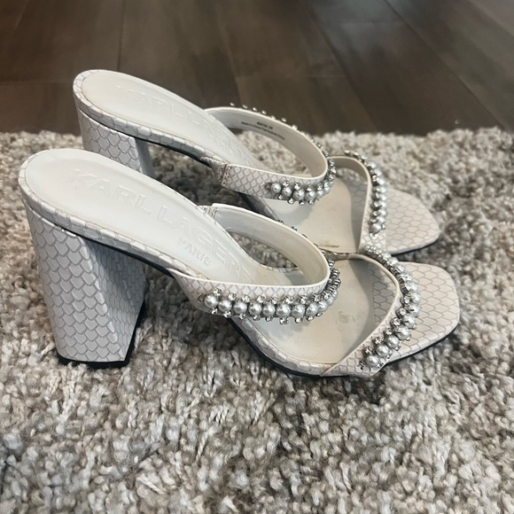 Pearl embellished dress sandals. - Picture 3 of 3